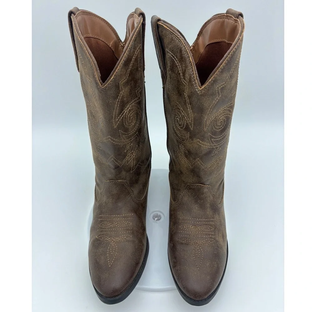 KIDS‎ COWBOY BOOTS Western Shoe Little Boy Girl Pointed Toe Brown Youth 5